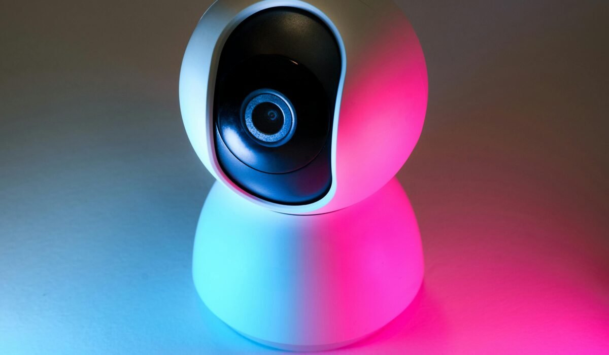 Stylish smart camera in vibrant blue and pink neon lighting, ideal for tech themes. — Photo by Jakub Zerdzicki on Pexels